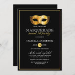 Invitation 16 ans de jeu classique Gold & Black Masquerade Sw<br><div class="desc">Classy Gold & Black Masquerade Sweet 16 Party Invitations par Eugene_Designs.</div>