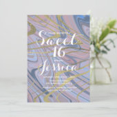 Invitation 16 ans | Marbre de coing Liquide bleu rose (Debout devant)