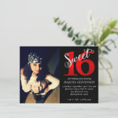 Invitation 16 ans | Photo du 16e anniversaire rouge et noir (Debout devant)