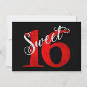 Invitation 16 ans | Photo du 16e anniversaire rouge et noir (Dos)