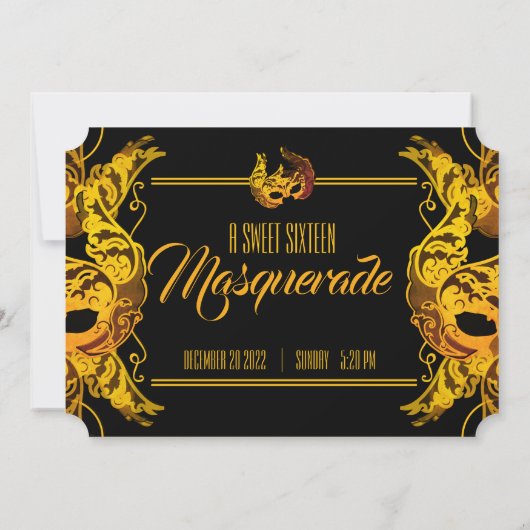 Invitation 16 BIRTHDAY MASQUERADE billet or doux (Dos)