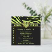 Invitation 16 citron vert noir et coeur d'or (Debout devant)