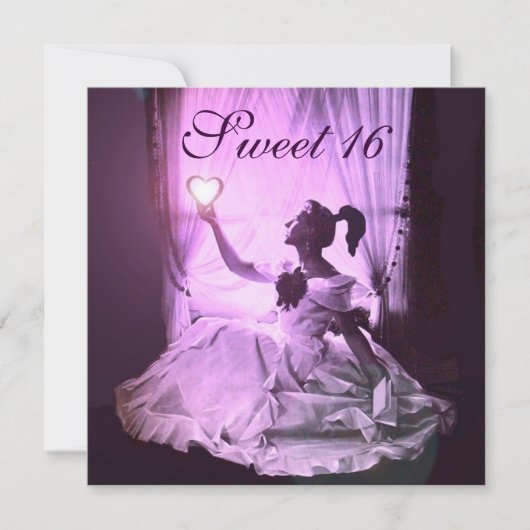 INVITATION 16 FÊTE D'ANNIVERSAIRE SUCRE, PURPLE ROSE DOMMASQU (Devant)