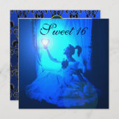 INVITATION 16 JOUR D'ANNIVERSAIRE SUCRÉ, BLEU BLACK BLACK BLA (Devant / Derrière)