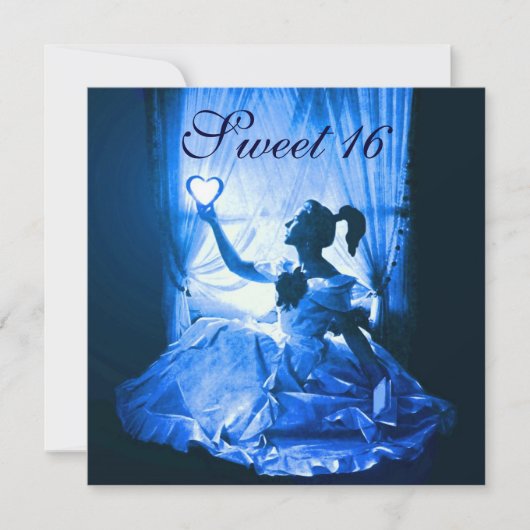 INVITATION 16 JOUR D'ANNIVERSAIRE SUCRÉ, BLEU BLACK BLACK BLA (Devant)