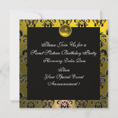 INVITATION 16 JOUR D'ANNIVERSAIRE SUCRÉ, JAUNE DOMMASQUE D'OR (Dos)