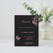 Invitation 16 papillons légers rose doux (Debout devant)