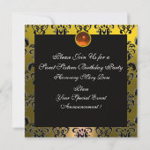 INVITATION 16 SOUFFLE D'ANNIVERSAIRE, DOMMASQUE NOIR JAUNE D' (Dos)