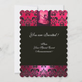 INVITATION 16 SOUFFLE D'ANNIVERSAIRE, FÊTE ROSE FUCHSIA NOIR  (Dos)