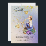 Invitation *~* 16 SWEET SIXTEEN Blue Mermaid Ombre Anniversai<br><div class="desc">* Énergétiquement Amélioré Magical Imaginaire SWEET SIXTEEN scintillant MODERNE couleur foncé BLEU sirène avec cheveux longs BLONDE luscious. Il y a beaucoup de belles fleurs autour d'elle. Elle JOUE UN HARP doré. Les numéros brillants 16 GOLD FOIL BALLOON font un ajout festif extraordinaire à votre Sweet 16 Anniversaire Invitation. Notre...</div>