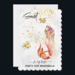 Invitation *~* 16 SWEET SIXTEEN Fleurs de sirène Anniversaire<br><div class="desc">* Énergétiquement Amélioré SURPRISE PARTY SWEET SIXTEEN scintillant corail MODERNE Peach couleur rose sirène avec de longs cheveux lustres. Les numéros brillants 16 GOLD FOIL BALLOON font un ajout festif extraordinaire à votre Sweet 16 Anniversaire Invitation. Notre Sirène ne nage pas seule. Elle a toujours un adorable POISSON avec elle....</div>