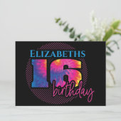 Invitation 16 Tye Dye Typographie Anniversaire (Debout devant)