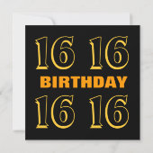 Invitation 16e Ado Anniversaire Moderne Gold and Black V841 (Dos)