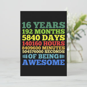 Invitation 16e anniversaire 16 ans fille garçon 192 mois