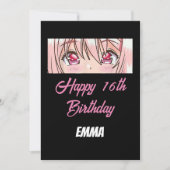 Invitation 16e anniversaire Anime (Devant)