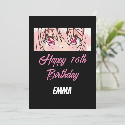 Invitation 16e anniversaire Anime (Debout devant)