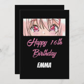 Invitation 16e anniversaire Anime (Devant / Derrière)