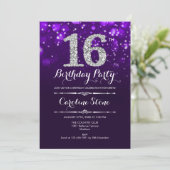 Invitation 16e anniversaire - Argent violet (Debout devant)