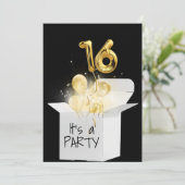 Invitation 16e anniversaire Ballons d'or en boîte blanche (Debout devant)