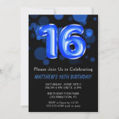 Invitation 16e anniversaire Ballons Enfants Blue Boy Party (Devant)