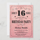 Invitation 16e anniversaire Black and Rose Rose Parties scint (Devant)