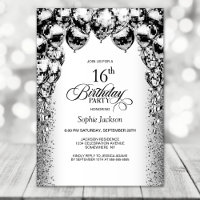 16e anniversaire Black and White Balloons Party