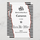 Invitation 16e anniversaire Black & White Party (Devant / Derrière)