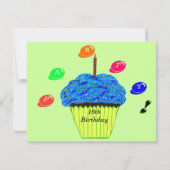 Invitation 16e anniversaire Blue Cupcake Bits de bonbons Invi (Devant)