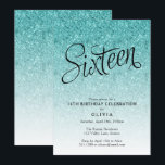 Invitation 16e anniversaire Blue Ombre Parties scintillant In<br><div class="desc">Cette invitation à la fête d'anniversaire de la Parties scintillant Blue Ombre présente une parties scintillant étincelante et un titre de typographie audacieux. Ajoutez votre texte personnalisé à l'aide du formulaire modèle. Des options supplémentaires pour le texte et la mise en page sont disponibles si vous choisissez de customiser plus...</div>