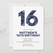Invitation 16E Anniversaire, Camo Bleu Ado personnalisé (Devant)