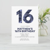 Invitation 16E Anniversaire, Camo Bleu Ado personnalisé (Debout devant)