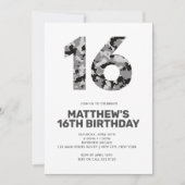 Invitation 16E Anniversaire, Camo gris Ado personnalisé (Devant)