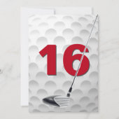 Invitation 16e anniversaire de la fête de golf Thème (Devant)