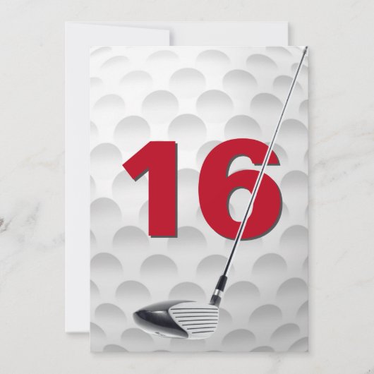 Invitation 16e anniversaire de la fête de golf Thème (Devant)