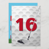 Invitation 16e anniversaire de la fête de golf Thème (Devant / Derrière)