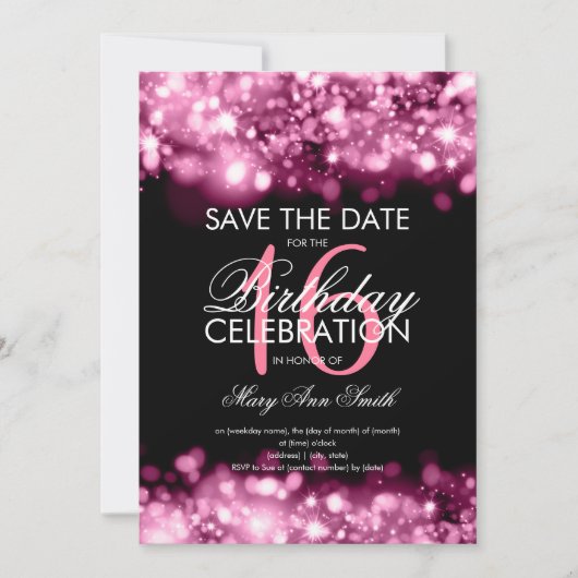 Invitation 16e anniversaire de la fête "Save The Date" Rose G (Devant)