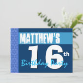 Invitation 16e anniversaire de l'Ado Motif du Blue Star (Debout devant)