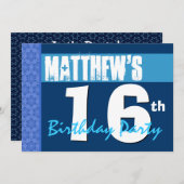 Invitation 16e anniversaire de l'Ado Motif du Blue Star (Devant / Derrière)