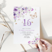 Invitation 16e anniversaire de papillons Lilac violet Invitat