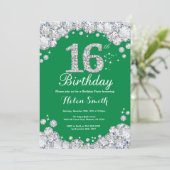 Invitation 16e anniversaire Diamant vert et argent (Debout devant)