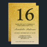 Invitation 16e anniversaire Elegant Black Gold Parties scinti<br><div class="desc">Célébrez votre anniversaire avec cette Glam Classic Black Gold Parties scintillant Sparkle Ombre Birthday Card Invitation.</div>