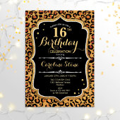 Invitation 16e anniversaire - Empreinte de léopard