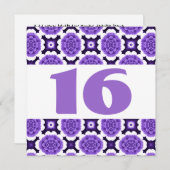Invitation 16e anniversaire Festive Purple Flowers W933 (Devant / Derrière)