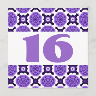 Invitation 16e anniversaire Festive Purple Flowers W933