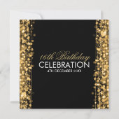 Invitation 16e Anniversaire fête "Save The Date" Étincelle Or (Dos)