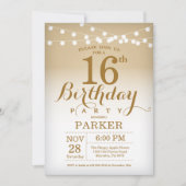 Invitation 16e anniversaire Gold String Lights (Devant)