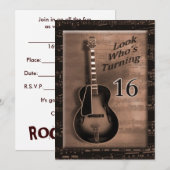 Invitation 16E Anniversaire - Guitare Brown Invitation, Musiq (Devant / Derrière)