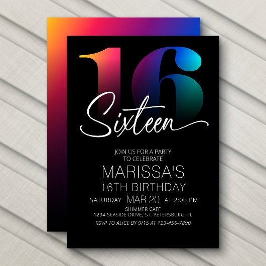 Invitation 16e anniversaire Moderne