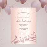 Invitation 16e anniversaire rose diamants or musique<br><div class="desc">Une invitation moderne, élégante et glamour pour une fête Sweet 16, 16e anniversaire. Un faux rose or à l'aspect métallique arrière - plan avec un élégant faux rose or sprinkle et notes de musique. Le nom est écrit avec un rose moderne de couleur or foncé à la main écriture style....</div>