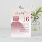 Invitation 16e anniversaire Rose Gold Glam Seize anniversaire (Debout devant)